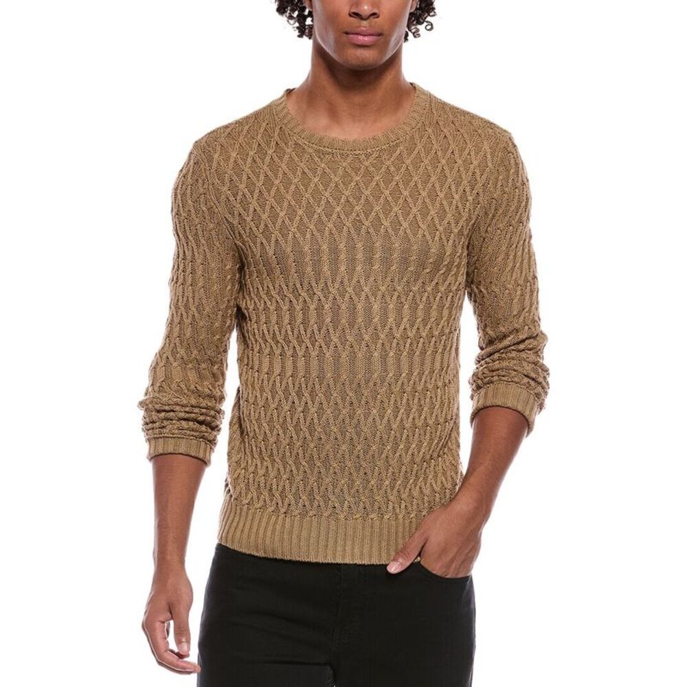 Slowear Mens  Linen-Blend Crewneck Sweater, Brown